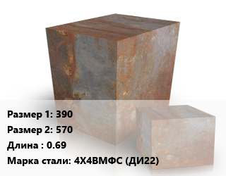 Поковка квадратная 390х570 L=0.69 Сталь: 4Х4ВМФС (ДИ22) цена от 445500 ₼ / т, где купить, условия доставки в Баку и Бакинская области